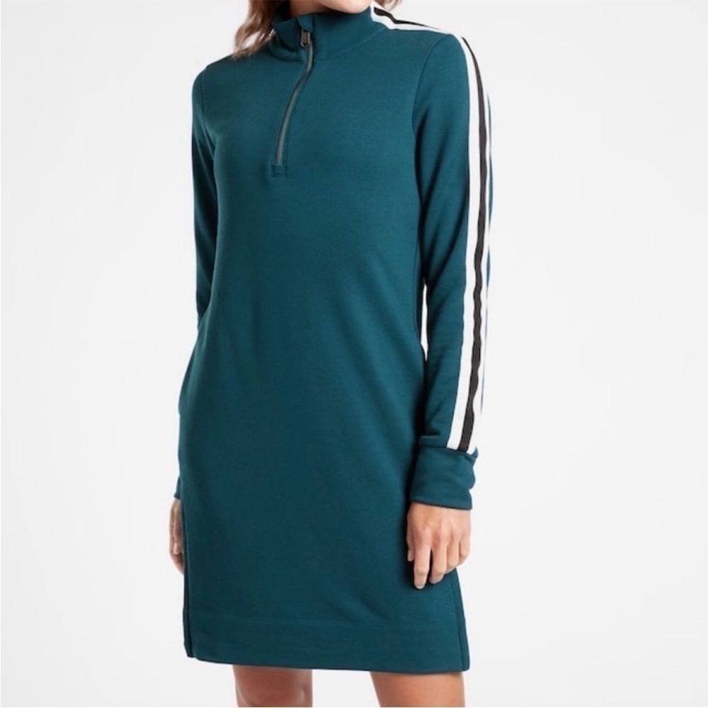 Athleta‎ Crosstown Track Dress | Long Sleeves | Striped | Sweater Dress | XS